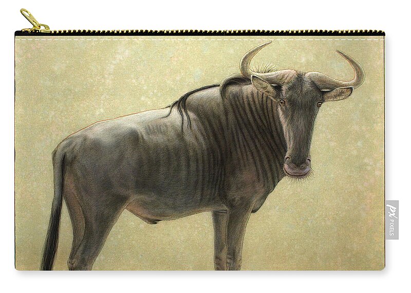 Wildebeest Zip Pouch featuring the painting Wildebeest by James W Johnson