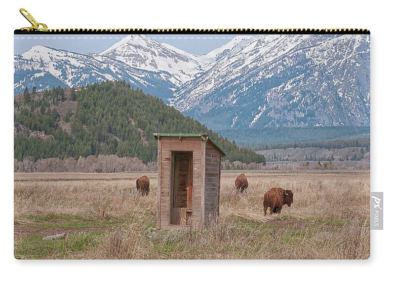 Mormon Row Zip Pouch featuring the photograph Wilderness Outhouse by CR Courson