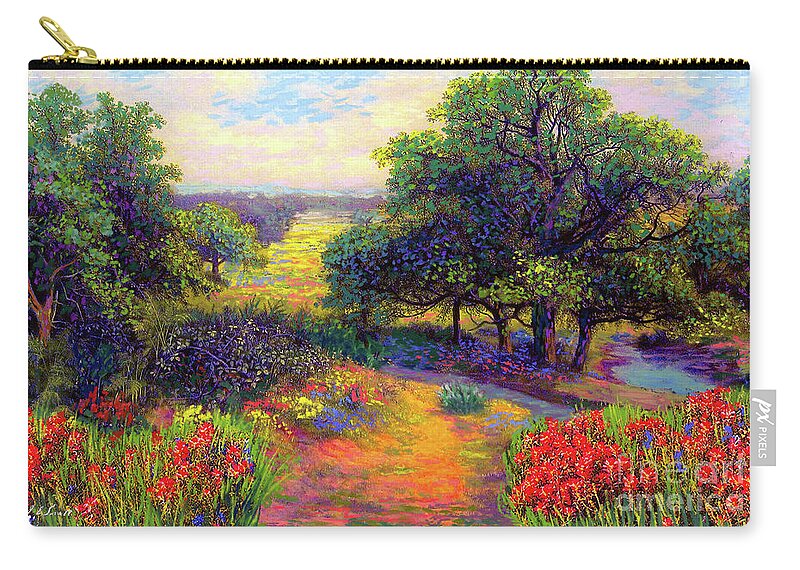 Landscape Zip Pouch featuring the painting Wildflower Meadows of Color and Joy by Jane Small