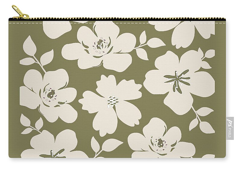 Botanical Flower Zip Pouch featuring the painting Wildflower Sage by Jackie Medow-Jacobson