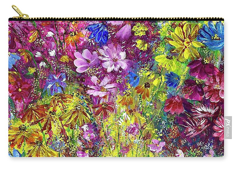 Flowers Zip Pouch featuring the painting Wildflowers are Beautiful Too by Eunice Warfel