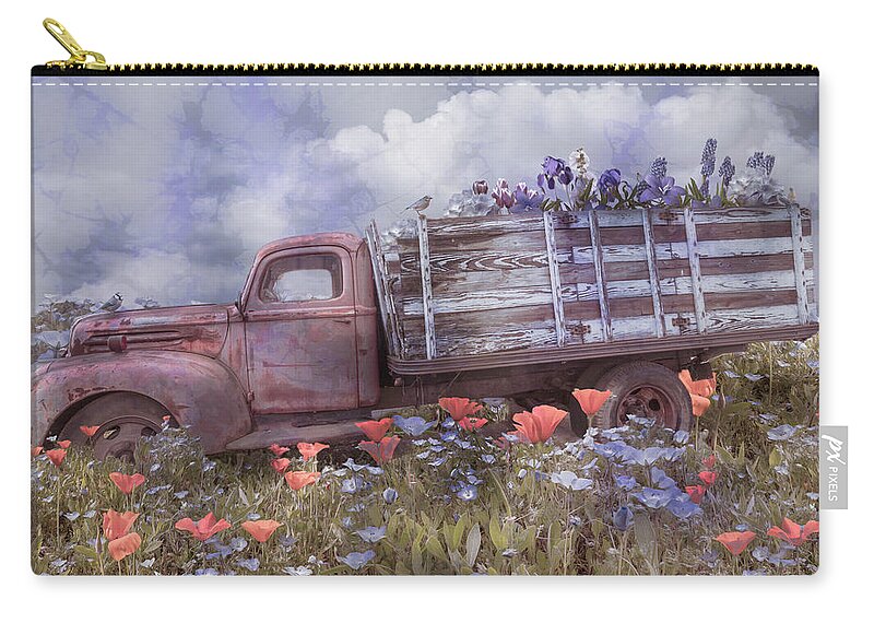 Carolina Zip Pouch featuring the photograph Wildflowers on the Old Farm by Debra and Dave Vanderlaan
