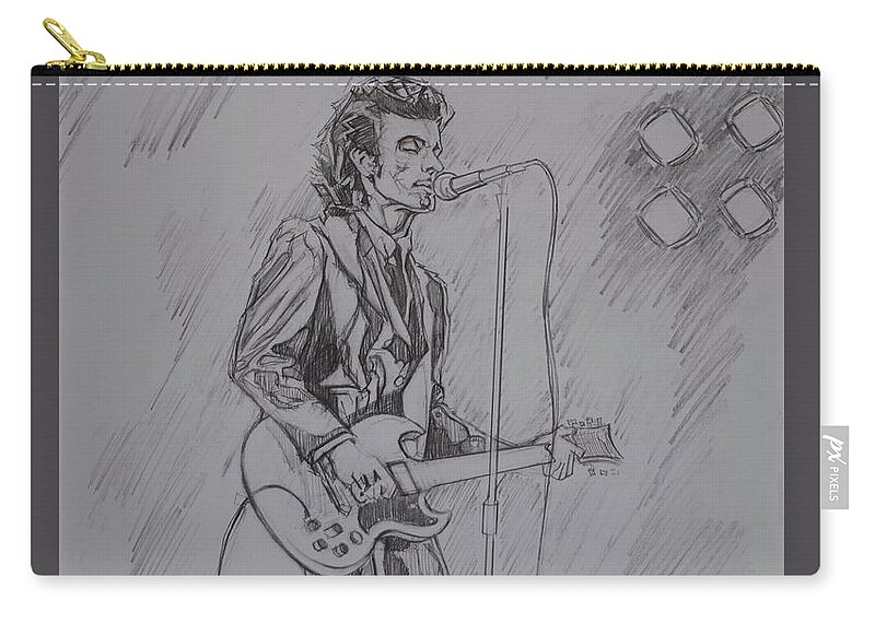 Pencil Carry-all Pouch featuring the drawing Willy DeVille - Steady Drivin' Man by Sean Connolly
