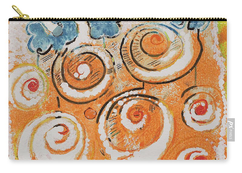 Wind Chimes Zip Pouch featuring the mixed media Wind Chimes by Cherie Salerno