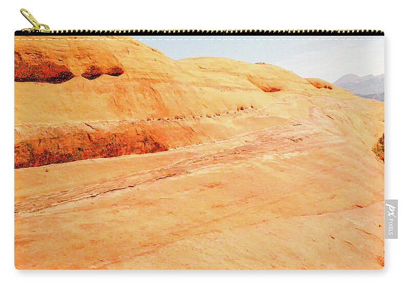 Desert Zip Pouch featuring the photograph Wind shaped rocked Moab Utah by Jeff Swan