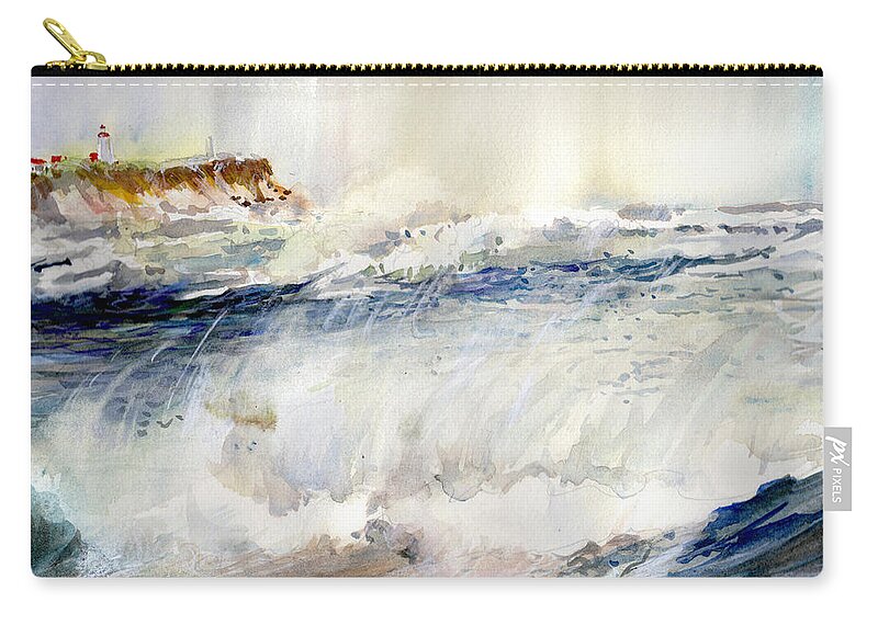 Beach Zip Pouch featuring the painting Wind Swept Breakers by P Anthony Visco