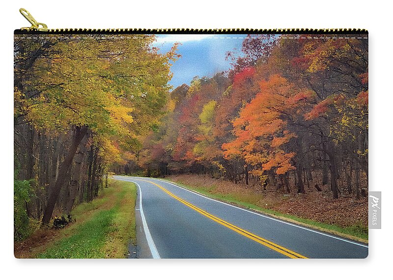 Fall Zip Pouch featuring the photograph Winding West Virginia Road in Fall by Lora J Wilson