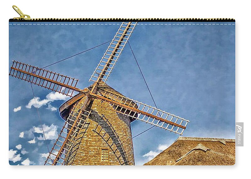  Thatched Roof Zip Pouch featuring the photograph Windmill with Thatched Roof  by Constantine Gregory