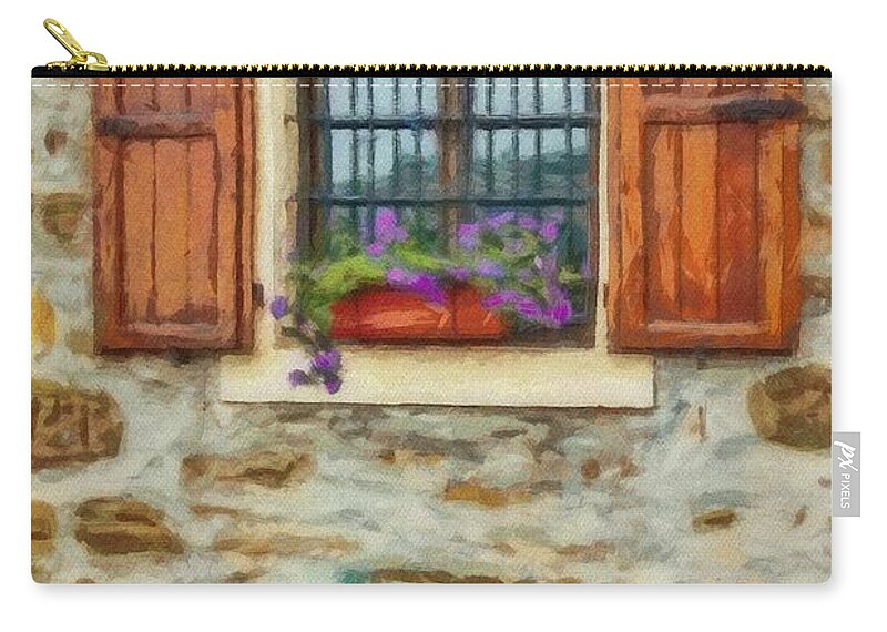 Shutter Zip Pouch featuring the painting Window in a Stone Wall by Jeffrey Kolker