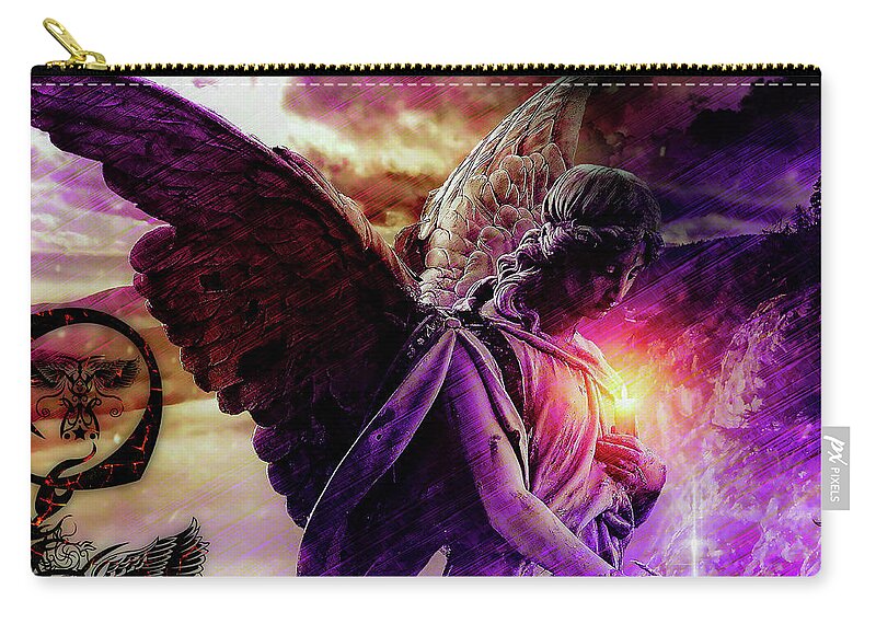 Wings Zip Pouch featuring the digital art On A Wing And A Prayer by Michael Damiani