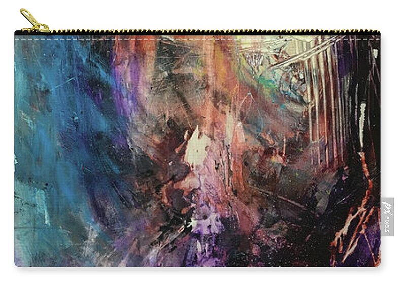 Abstract Art Zip Pouch featuring the painting Wings Tearing Angel by Rodney Frederickson