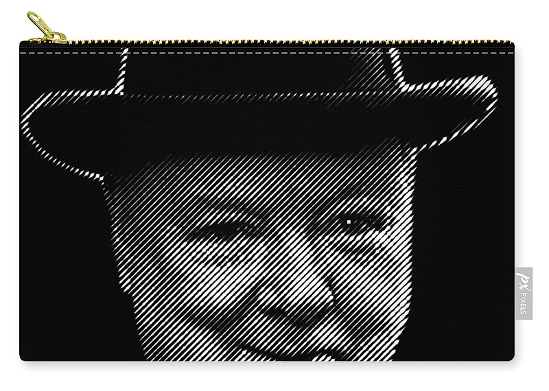 Churchill Carry-all Pouch featuring the digital art Winston Churchill smoking cigar by Cu Biz