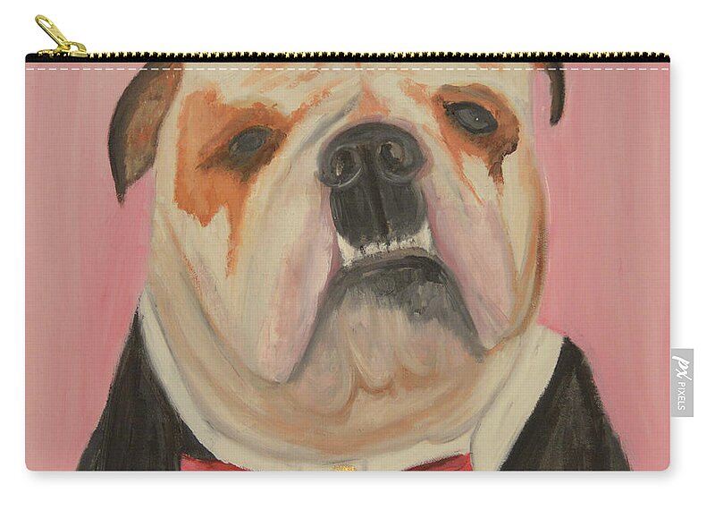 Dogs Zip Pouch featuring the painting Winston Goes To a Party by Anita Hummel