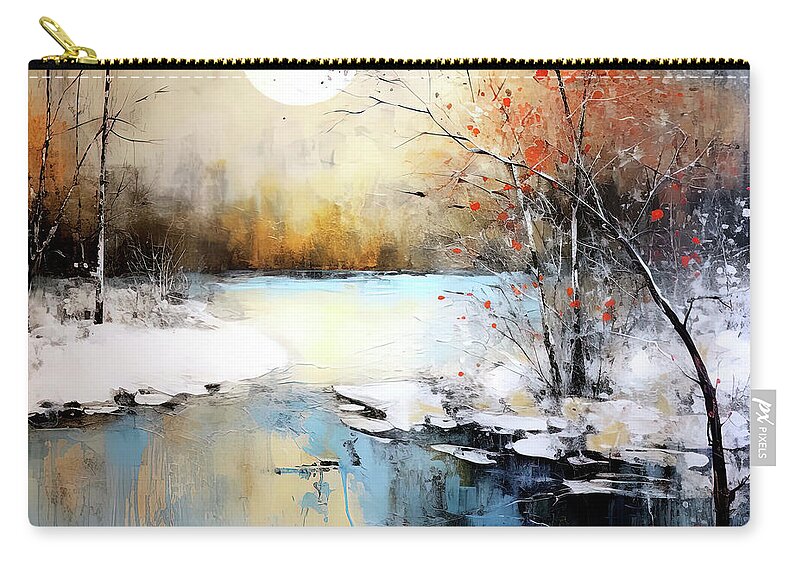 Winter Zip Pouch featuring the digital art Winter Abstract 2 by Elaine Manley
