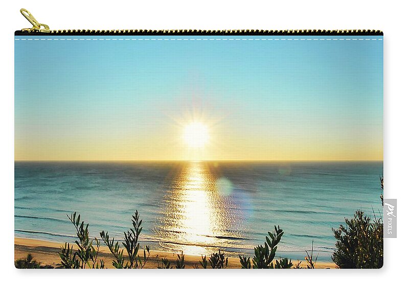 Love Zip Pouch featuring the photograph Winter Beach Sunset at Golden Hour I by Marco Sales