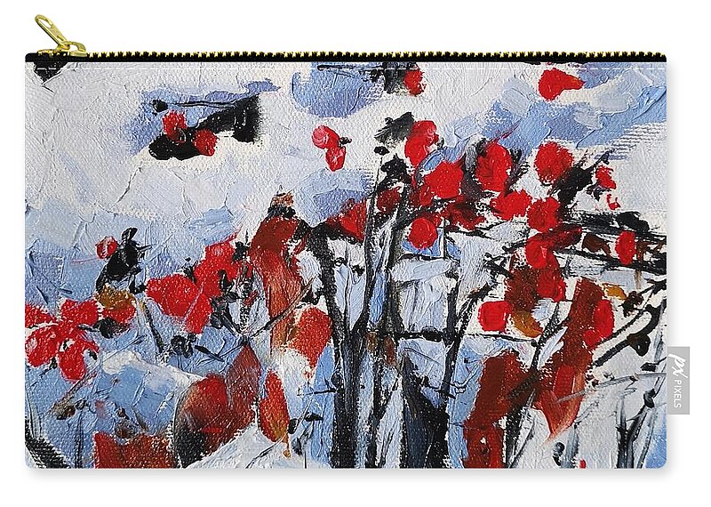 Winter Carry-all Pouch featuring the painting Winter Berries by Sheila Romard