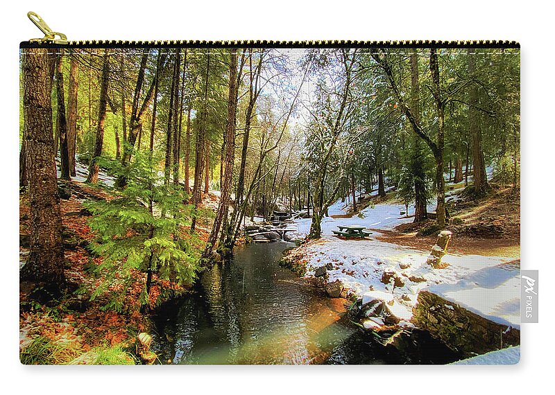 Landscape Zip Pouch featuring the photograph Winter Creek by Steph Gabler