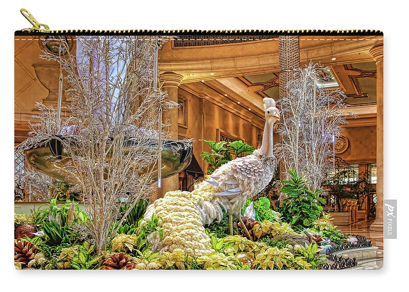 Winter Zip Pouch featuring the photograph Winter exotic bird Palazzo, Las Vegas by Tatiana Travelways