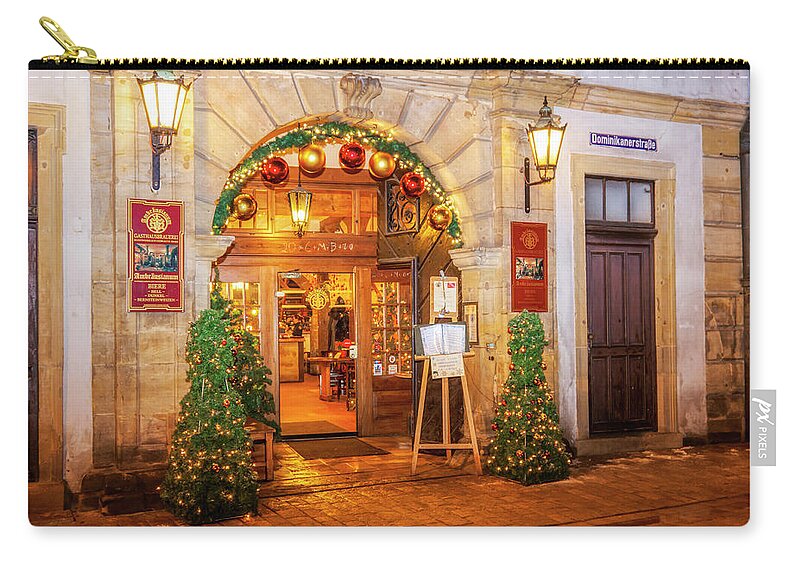 Bamberg Zip Pouch featuring the photograph Winter Holidays in Bamberg, Germany 3 by Tatiana Travelways