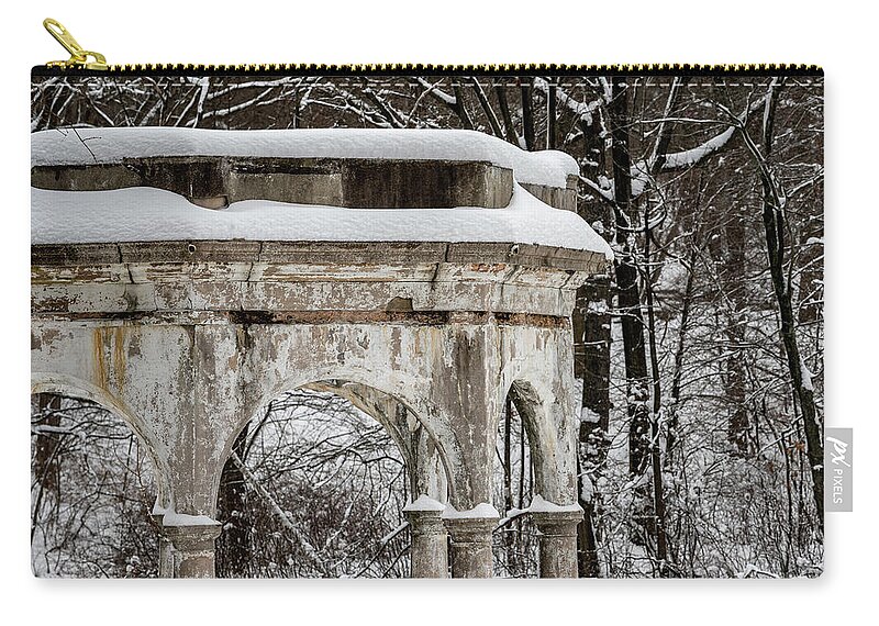 Tibbetts Brook Park Zip Pouch featuring the photograph Winter in Tibbetts Brook Park 2 by Kevin Suttlehan