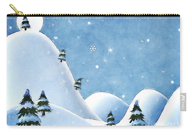 Winter Zip Pouch featuring the digital art Winter Moon by Phil Perkins