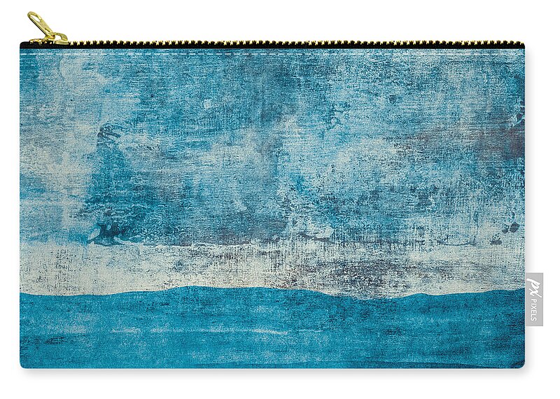 Colorful Zip Pouch featuring the painting Winter Ocean - Blue And White Abstract Beach Landscape - by iAbstractArt