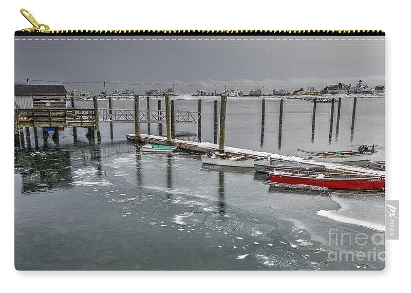 Rye Harbor State Park Zip Pouch featuring the photograph Winter on the Water by Steve Brown