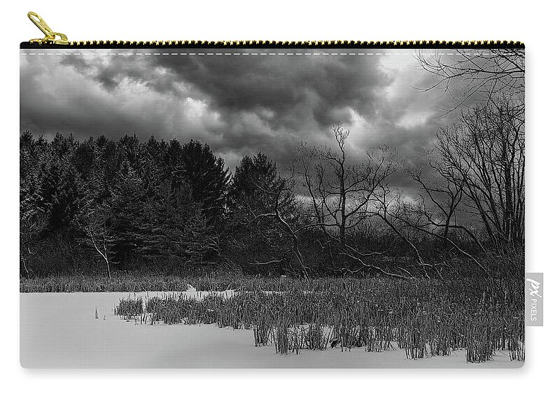 Winter Zip Pouch featuring the photograph Winter Scenes III BW by Scott Olsen