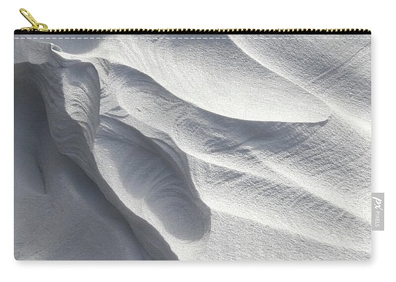 Winter Zip Pouch featuring the photograph Winter Snow Drift Sculpture by Phil Perkins