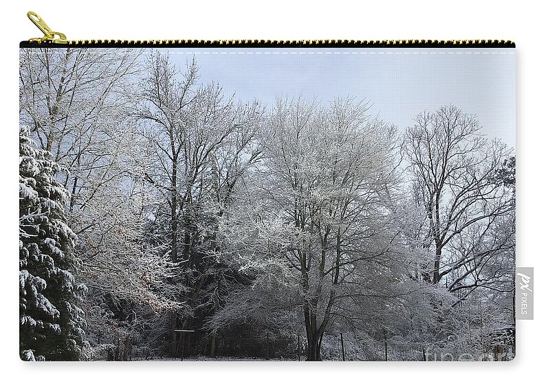 Trees Zip Pouch featuring the photograph Winter Snowscape by Catherine Wilson