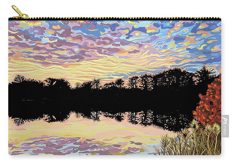 Sunset Zip Pouch featuring the painting Winter Sunset by Susan Spangler