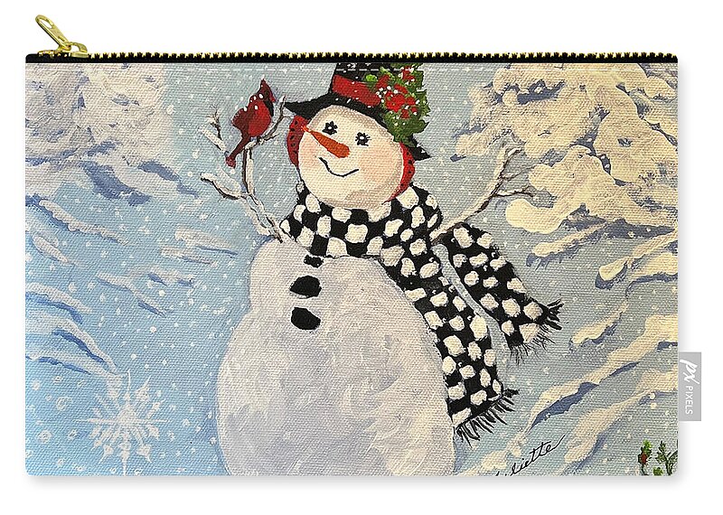 Snowman Carry-all Pouch featuring the painting Winter Wonderland by Juliette Becker