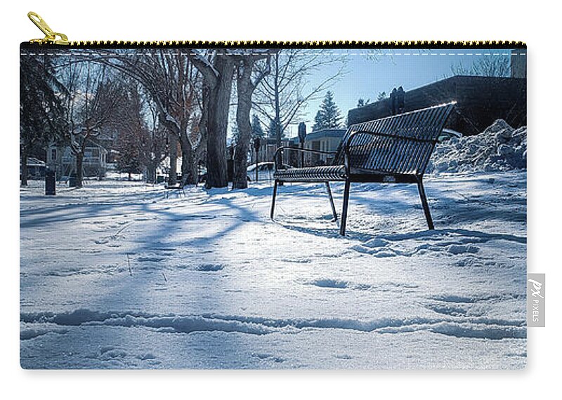 Snow Zip Pouch featuring the photograph Wintertime is the park by Thomas Nay