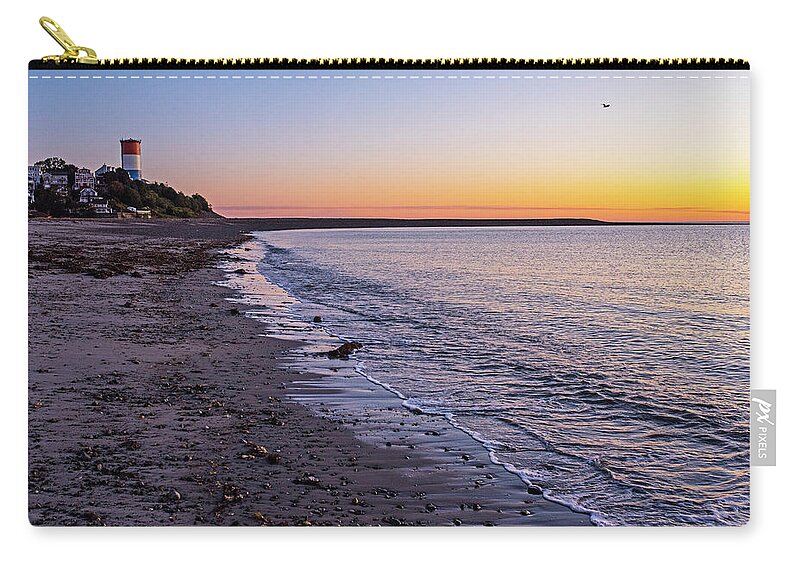 Winthrop Zip Pouch featuring the photograph Winthrop MA Yirrell Beach Golden Sunrise by Toby McGuire