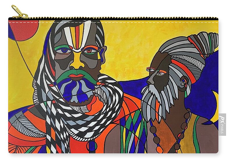Cubism Zip Pouch featuring the painting Wise Men by Raji Musinipally