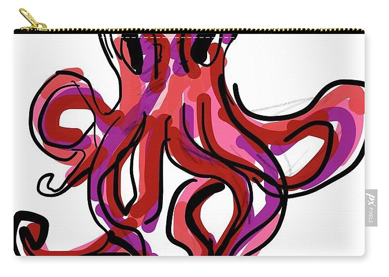  Zip Pouch featuring the painting Wise Octopus by Oriel Ceballos