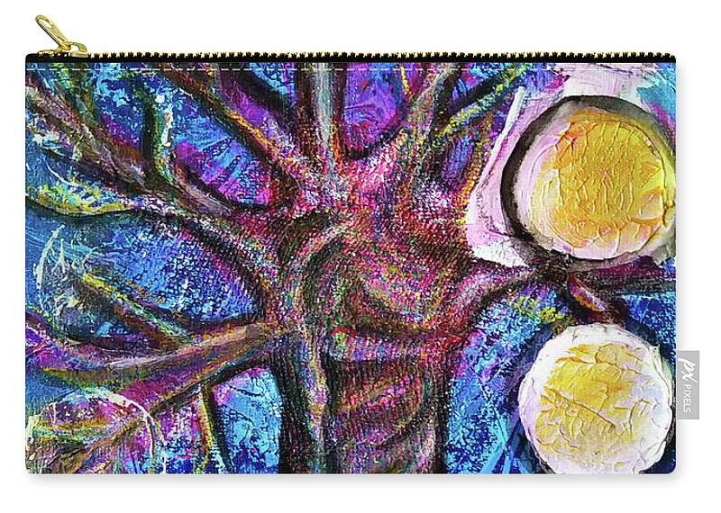 Wisdom Zip Pouch featuring the mixed media Wise One by Mimulux Patricia No
