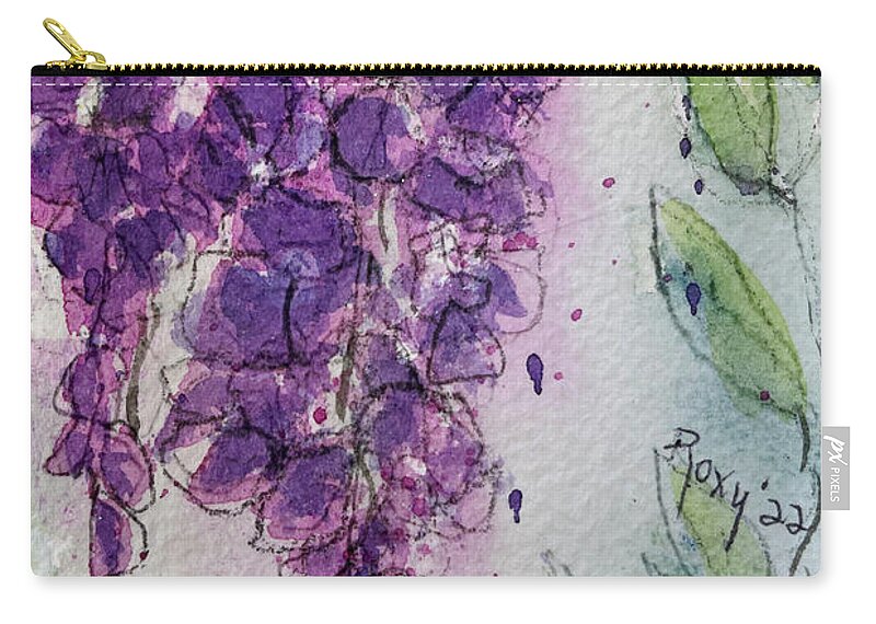 Loose Floral Zip Pouch featuring the painting Wisteria Flowers by Roxy Rich