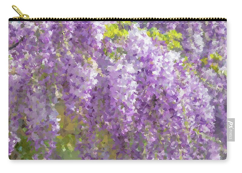 Wisteria Zip Pouch featuring the painting Wisteria in Bloom by Alex Mir