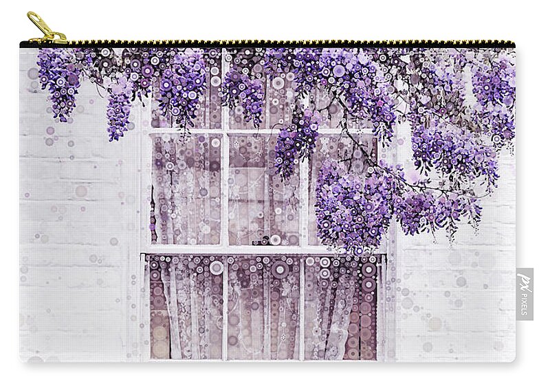 Wisteria Window Zip Pouch featuring the mixed media Wisteria Window by Susan Maxwell Schmidt