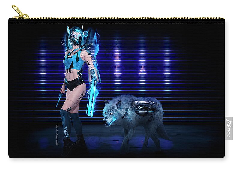 Argus Dorian Carry-all Pouch featuring the digital art Wolf Assassin Death by the Blue Flame by Argus Dorian