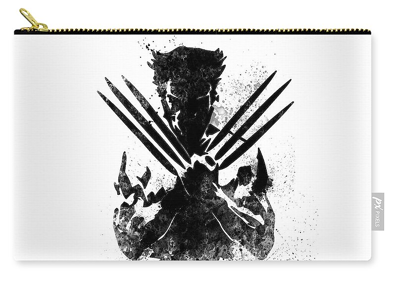 Wolverine Zip Pouch featuring the digital art Wolverine Watercolor by Naxart Studio