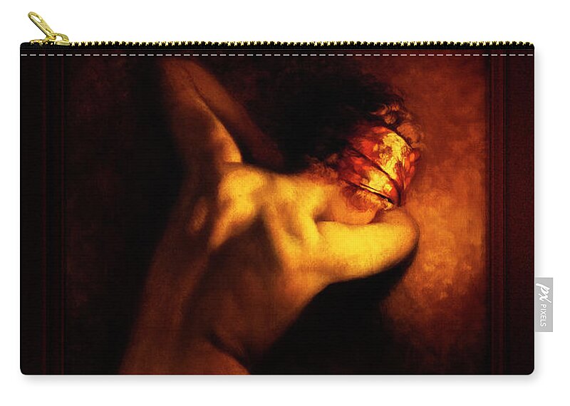 Nude Female Portrait Zip Pouch featuring the painting Woman By Golden Light by Albert Joseph Penot Classical Art Old Masters Reproduction by Rolando Burbon