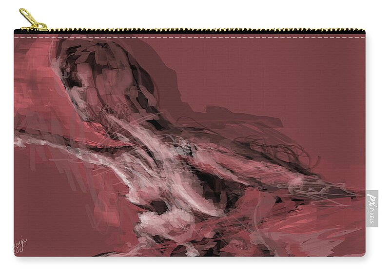 #dynamism Zip Pouch featuring the digital art Woman in Brown, Study 7 by Veronica Huacuja
