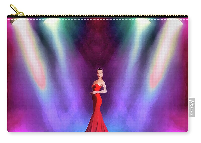 Woman In Red Zip Pouch featuring the painting Woman in red by George Rossidis