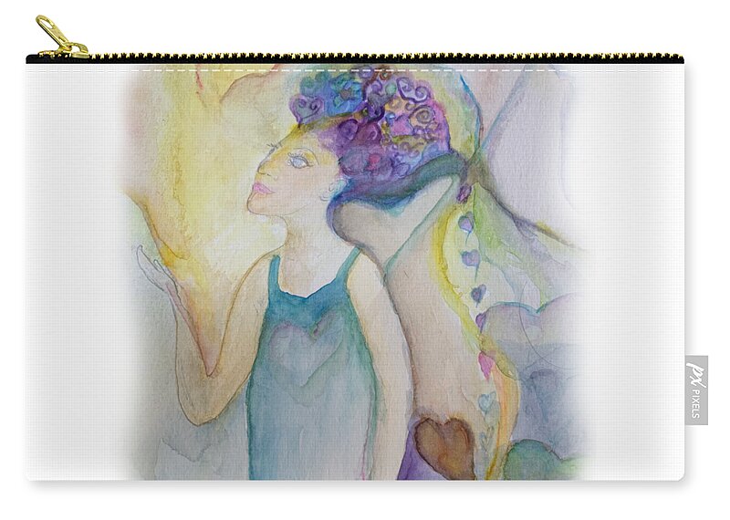 Searching Zip Pouch featuring the painting Woman Searching, Reaching by Sandy Rakowitz