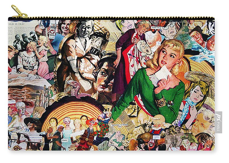 Collage Zip Pouch featuring the mixed media Women and Aging How Old is Old by Sally Edelstein