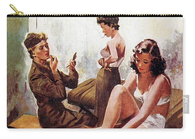 Military Zip Pouch featuring the digital art Women Barrack by Long Shot