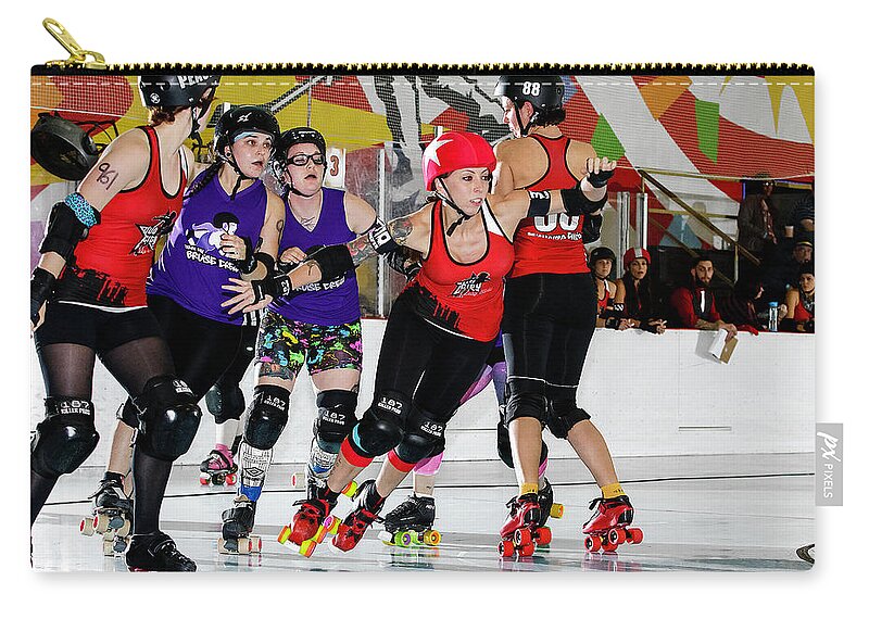 Roller Derby Zip Pouch featuring the photograph Women Who Fly #12 by Christopher W Weeks