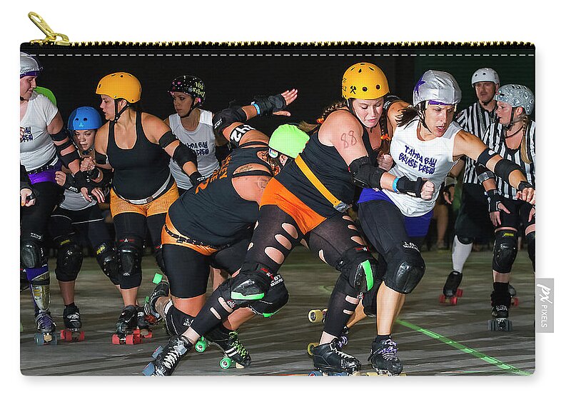 Roller Derby Zip Pouch featuring the photograph Women Who Fly #13 by Christopher W Weeks